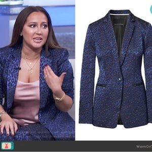 NWT Banana Republic Boyfriend Fit Blue Leopard Print Blazer Size 0
